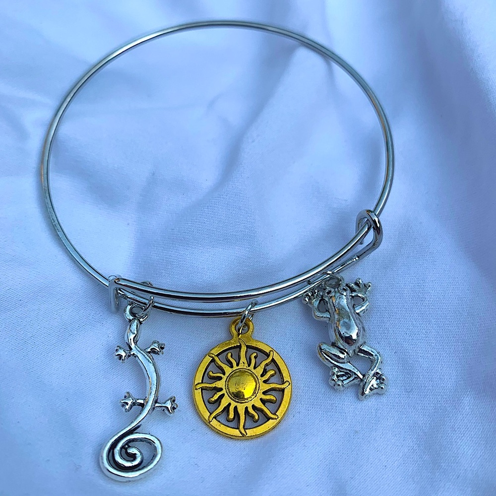 Brand New! Handmade! Adjustable Charm Bangle Bracelet!